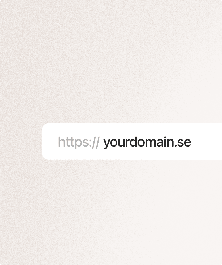 Eine Browser-Adressleiste mit der eigenen Domain des Coaches, yourdomain.se.