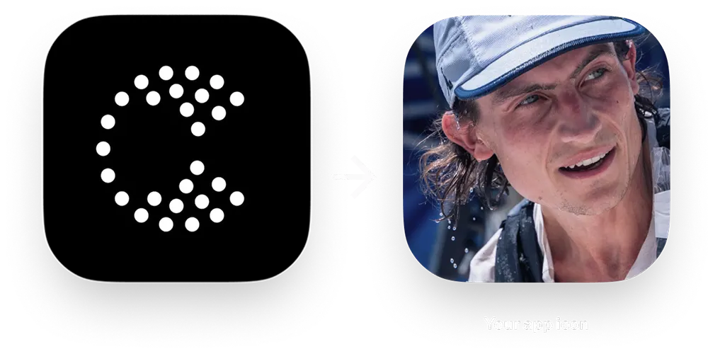 Example of a customisable app icon showing that a coach can choose a personalised app logo.