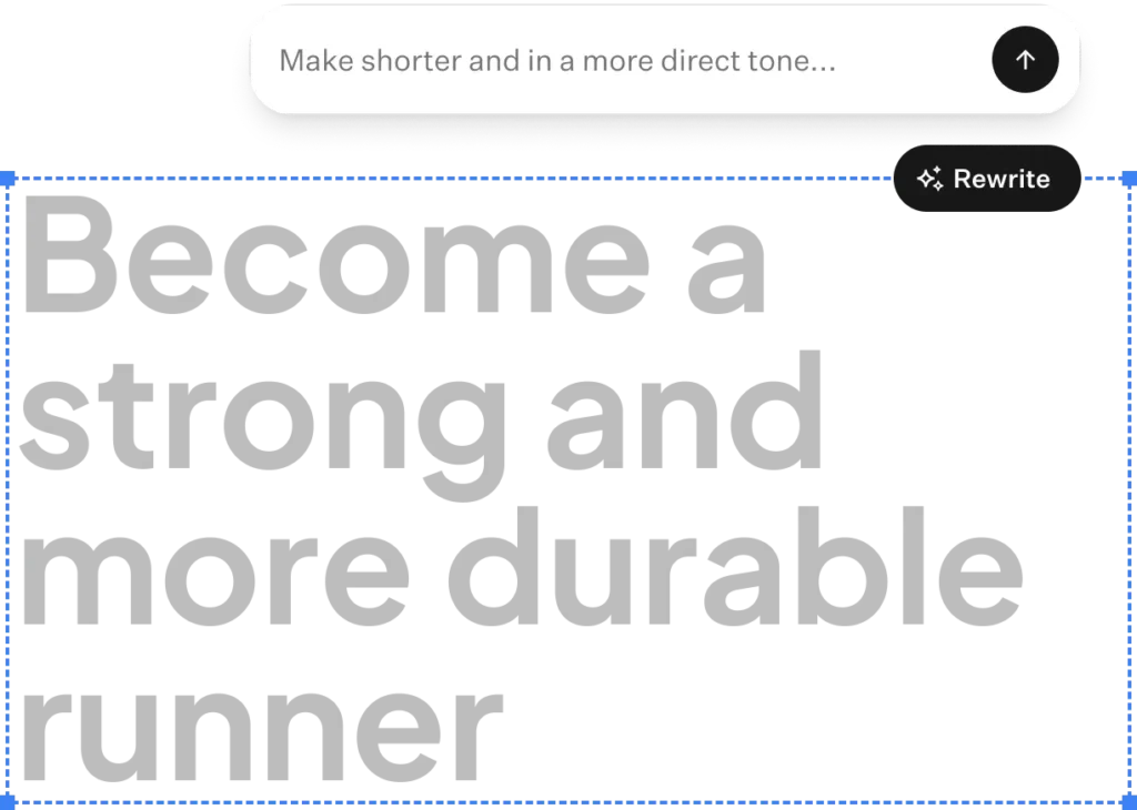 AI copywriting tool for coaches rewriting a headline to make it shorter and more direct.